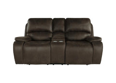 BROOKINGS CONSOLE LOVESEAT W/ DUAL RECLINERS-BROWN