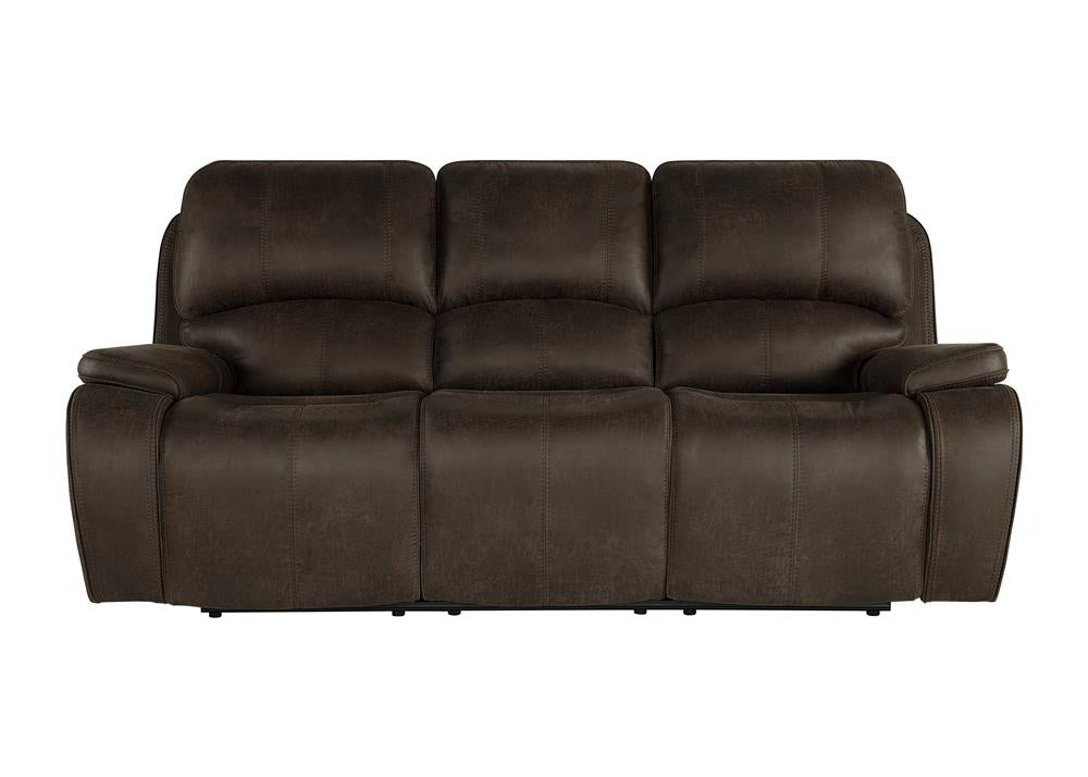 BROOKINGS  SOFA W/DUAL RECLINER-BROWN