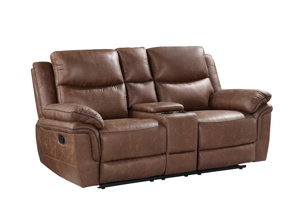 RYLAND CONSOLE LOVESEAT W/PWR FR--BROWN