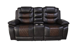 NIKKO CONSOLE LOVESEAT W/ DUAL RECLINERS-BROWN
