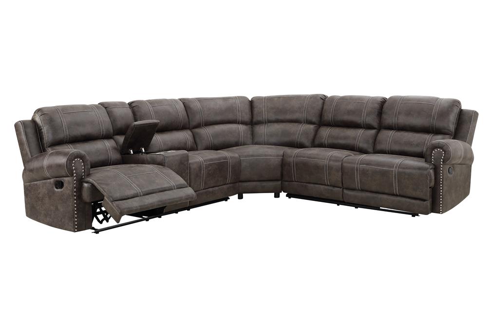 TERRA LAF CONSOLE  LOVESEAT W/2 RECLINERS-WALNUT