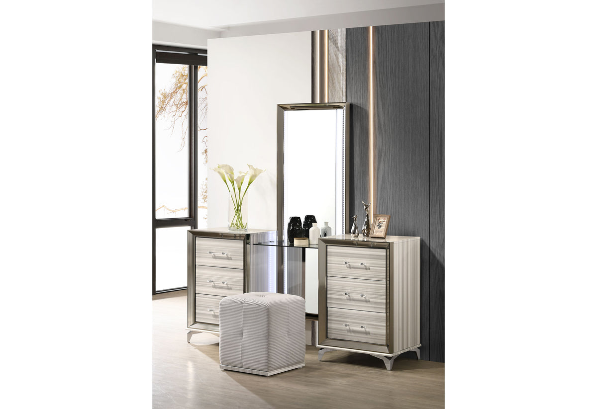 ZAMBRANO - VANITY WITH LED AND VANITY STOOL