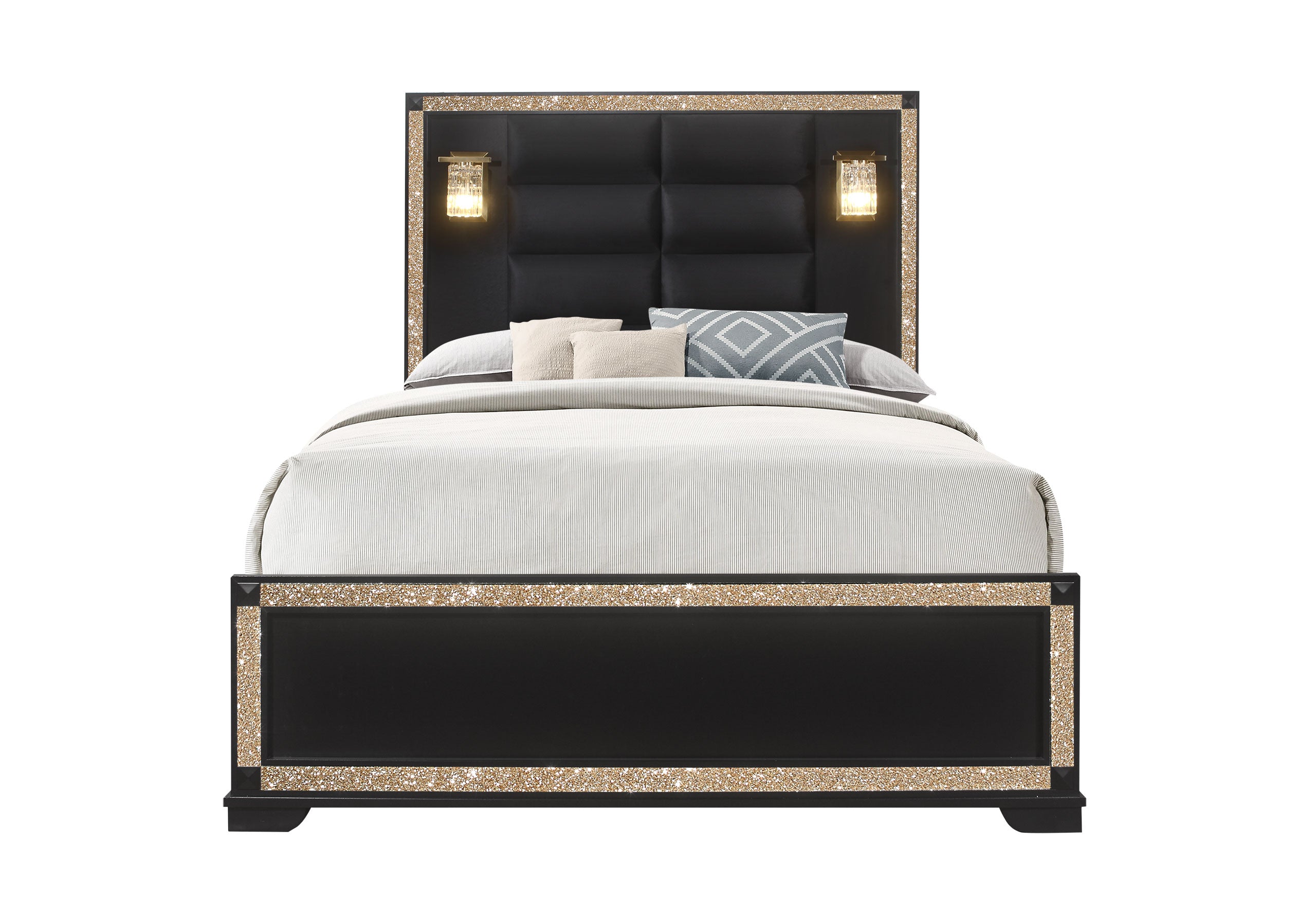 BLAKE - FULL BED WITH LAMPS, KING BED WITH LAMPS, QUEEN BED WITH LAMPS